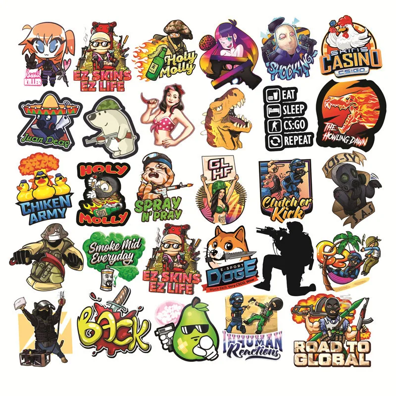 10/30/50pcs   Anti Terrorist Elite Cs Go Game Graffiti Stickers Notebook Guitar Water Cup  Diy Car Bike Trolley Box  Cool Helmet