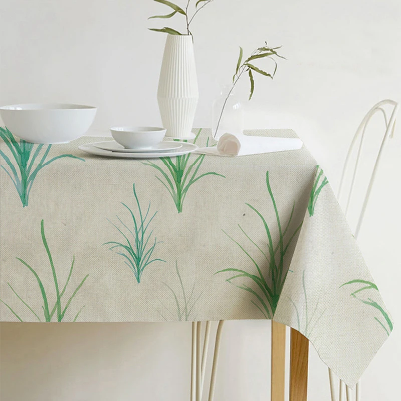 Pastoral Style Decorative Tropical plant leaves Table Cloth Cotton Linen Tablecloth Dining Table Cover For Kitchen Home Decor