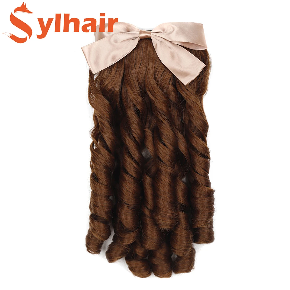 Sylhair Ponytail Wig Female Republican Style Roman Roll Princess Fritters Curly Ponytail Retro Wig Court Curly Bow