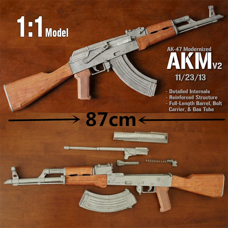 

1:1 87cm AK47 Paper model Manufacturing Assembled AKM Toy Gun Model Removable Can Pull Handmade DIY Toys Building Blocks Kits