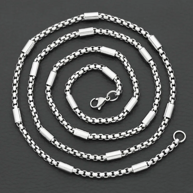 316L Stainless Steel New BOX Chain Necklace for Men Women Viking Jwelry Vintage Aestethic Cable Cuban Chunky Trendy Punk 3mm