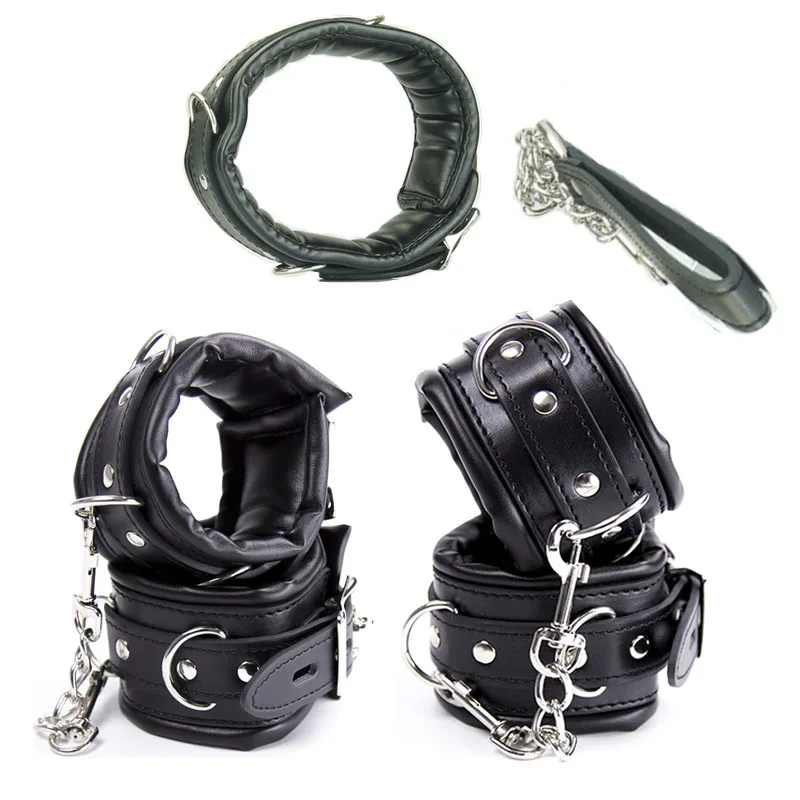 Sex Toys for Couples,Leather Padded Handcuffs,Harness Collar Bdsm,Slave Anklecu…