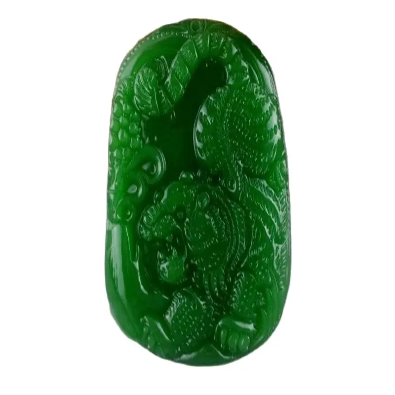 Xinjiang Hetian Jade  Pendant Zodiac Tiger Kunlun Spinach Green Male And Female Tiger