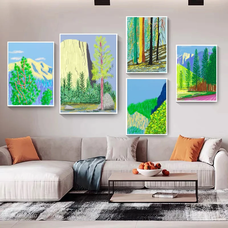 

David Hockney Yosemite National Park Canvas Paintings Posters Prints Wall Art Pictures for Living Room Wall Decoration Cuadros