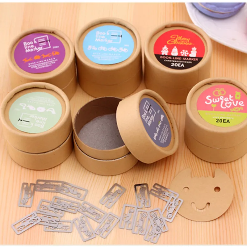 20pcs/lot Mini Metal Bookmark Clips Cute Cartoon Animal Plated Sliver Bookmarks Stationery Gift book line marker Random Style