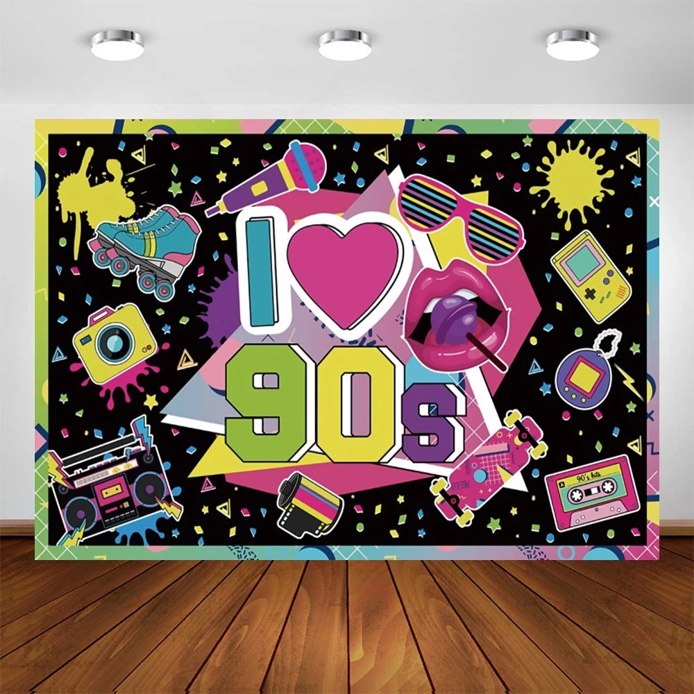 I Love 90's Wild Party Photography Backdrop Hip Hop Music Graffiti Photocall Birthday Background Decor Photophone Photo Studio