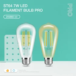 ZigBee 3,0 Smart Home Gledopto Retro LED Filament Glühbirne E27 St64 7W Pro dimmbar für Innendekoration Schlafzimmer Esszimmer