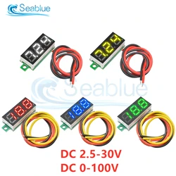 5 szt. 0.28 cali diod LED woltomierz cyfrowy 0-100V miernik napięcia samochodowy wykrywacz Tester napięcia zasilanie mobilne 12V czerwony zielony niebieski