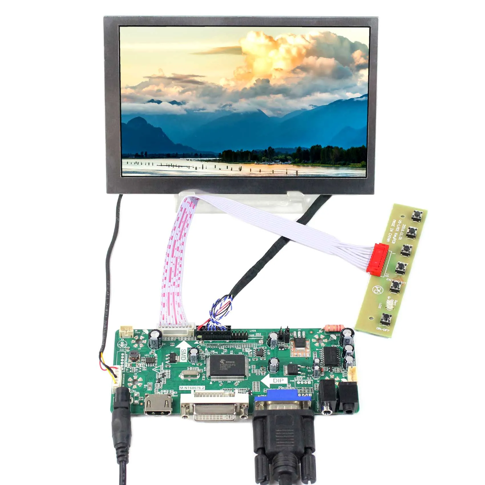 

7 inch G070VW01 V0 800X480 LCD Screen with HD MI VGA DVI LCD Controller Board M.NT68676