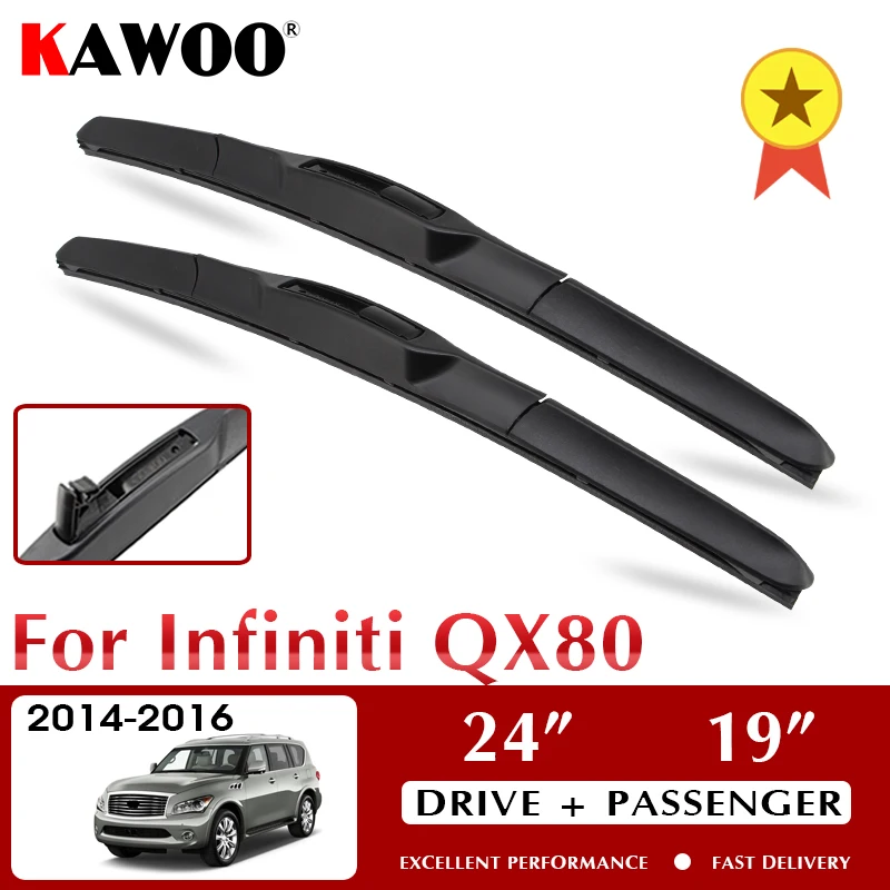 

KAWOO Wiper Front Car Wiper Blades For INFINITI QX80 2014-2016 Windshield Windscreen Front Window Accessories 24"+19" LHD RHD