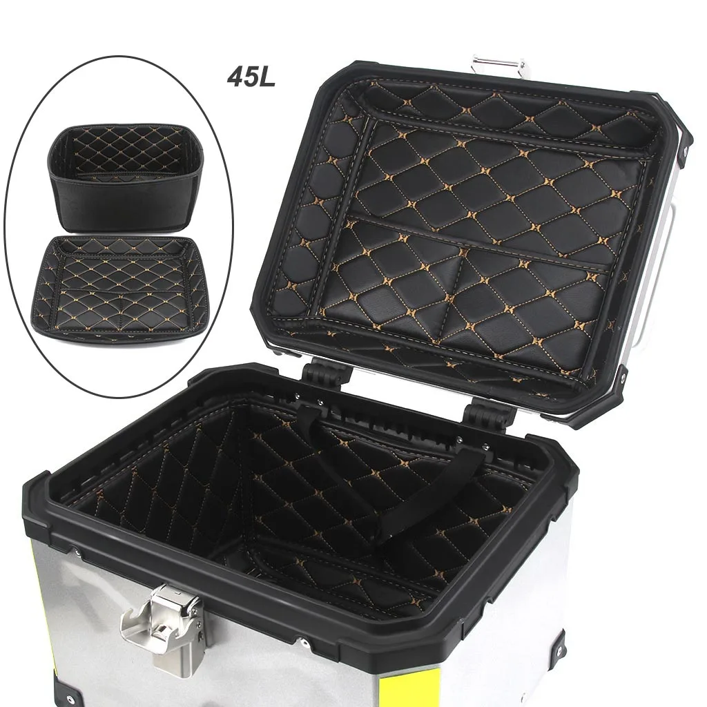 45L Motorcycle Tail Top box Cover Pad Luggage Case Storage Toolbox inside Liner Inner Lining Cushion Set PU leather Accessories