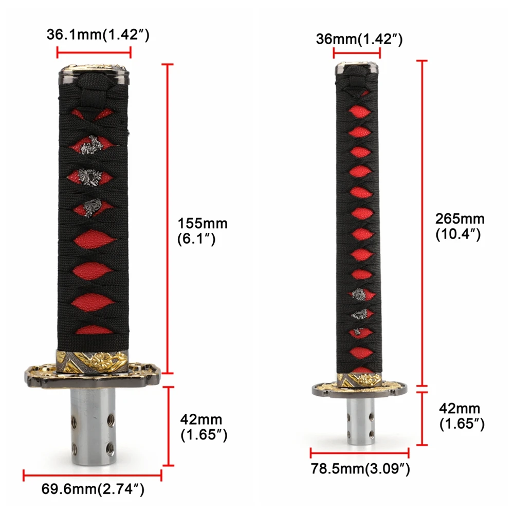 Universal Samurai Sword Shift Knob Shifter 150MM  260MM  Katana Metal Weighted Sport With 12mm Hole