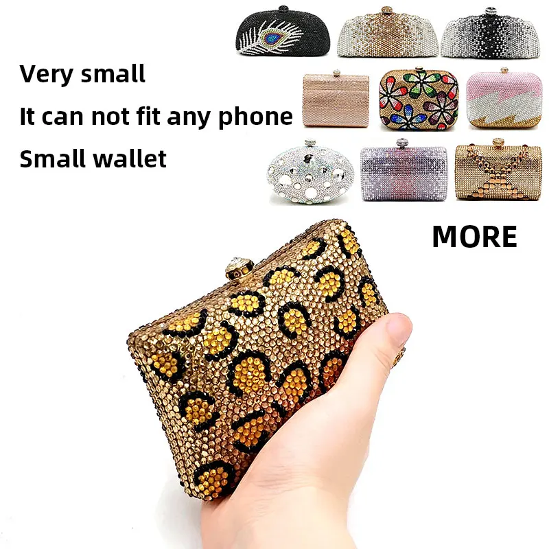 

Luxury Bridal wedding party purses women evening party flower design diamonds artistic full crystal clutches small purses wallet