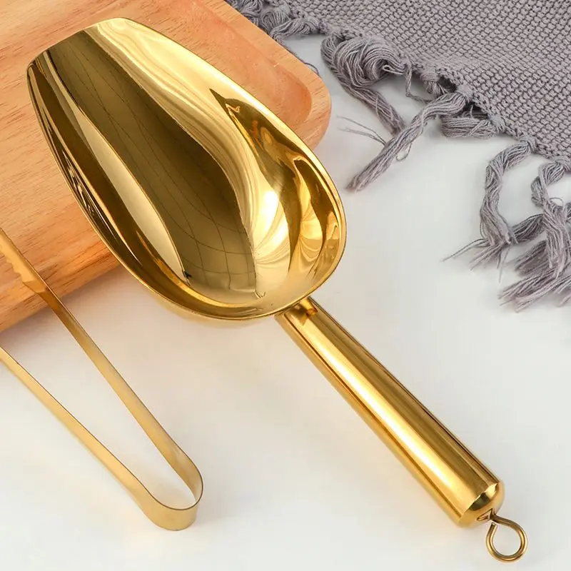 1 Pcs Shovel Candy Ice Cube Flour Colorful Spoon Stainless Steel Bonbons Beans Shovel Food Scoops Buffet Tools Kitchen Utensil