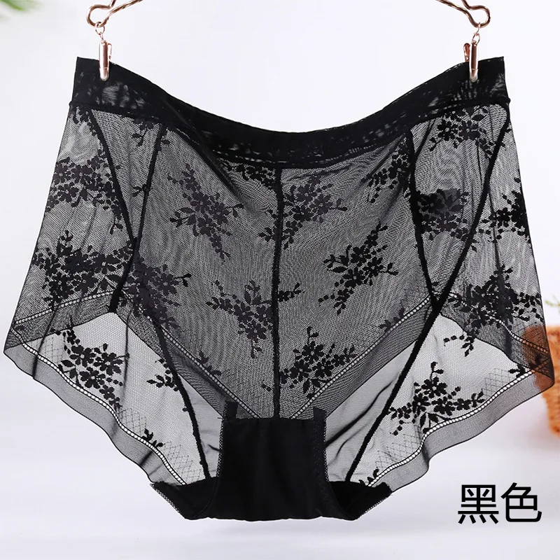 72 Hot Sale 5XL Women\'s Seamless Panties Plus Size Mesh Transparent Thin Underwear Elastic High Waist Panties Female