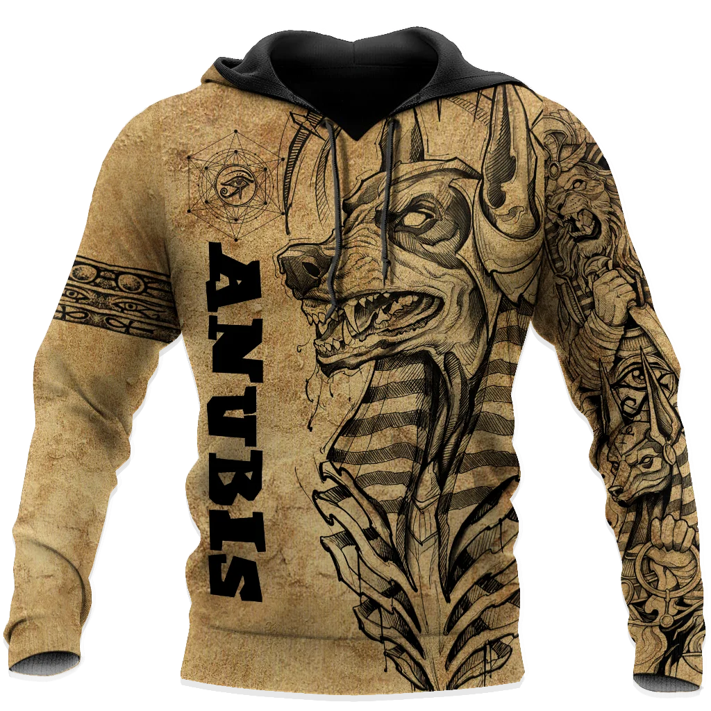 Egyptian Gods Ancient Anubis Tattoo 3D Unisex Deluxe Hoodie Men Sweatshirt Streetwear Zip Pullover Casual Jacket Tracksuit-50