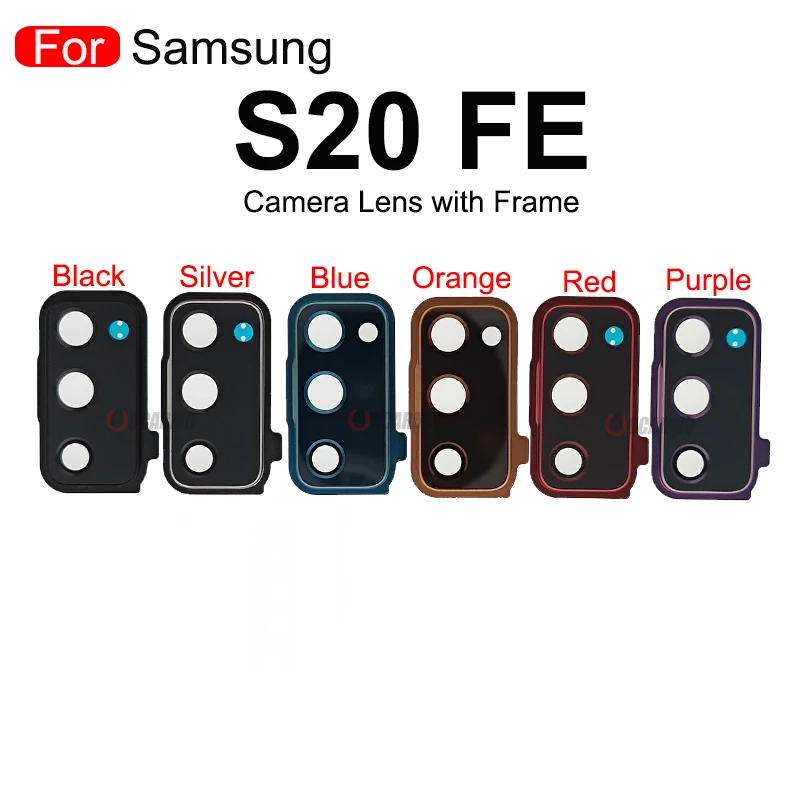 For Samsung Galaxy S20 FE S20fe Back Camera Lens Glass With Frame And Adhesive Sticker Replacement Parts