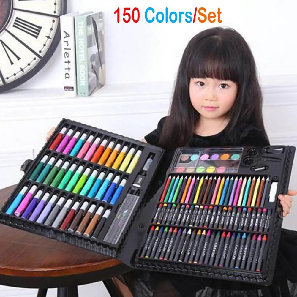 150pcs Colored Pencil Painting Marker Pen Crayon Paint Brush Drawing Tool Artist Kit School Kindergarten Children Kids Supplies