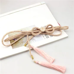 Flat Obijime Cord Butterfly Knot Kimono Outfit Sash Obi Waistband Belt Yukata Clothes Accessories Red Yellow Wine Pink HW066