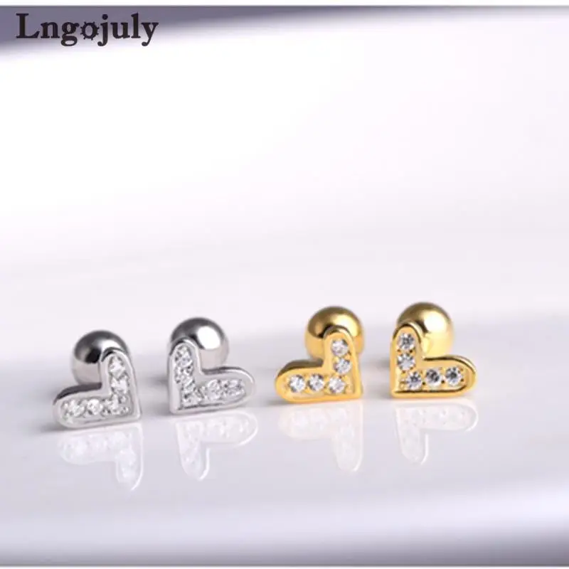 925 Sterling Silver Stud Earrings Heart Screw Earring For Women Children Girl Baby Anniversary Party Fine Jewelry Gift