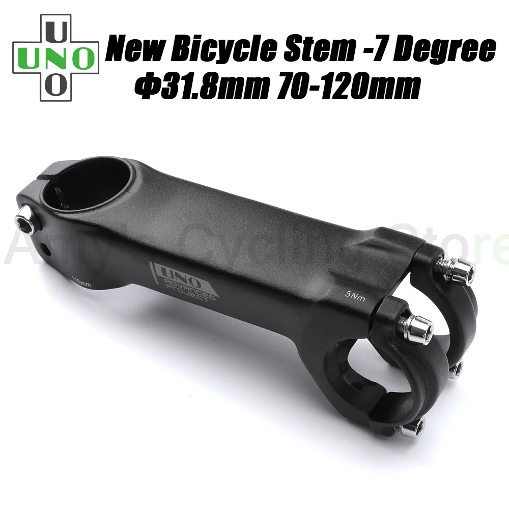 UNO MTB Stem -7 Degree Integrated Handlebar Stem 31.8 Aluminum Bicycle Rod 70-120mm Handle Bar Extender Bicycle Steering Wheel