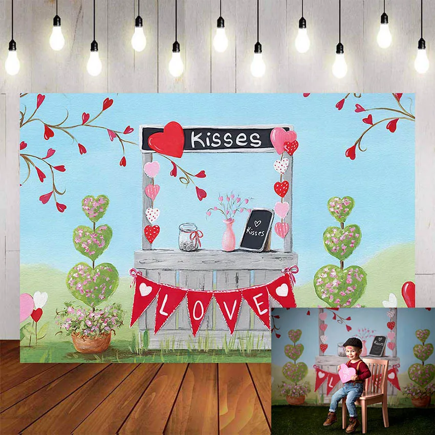 Mehofond Valentine's Day Photography Background Love Hearts Baby Shower Portrait Child Birthday Backdrop Photo Studio Props