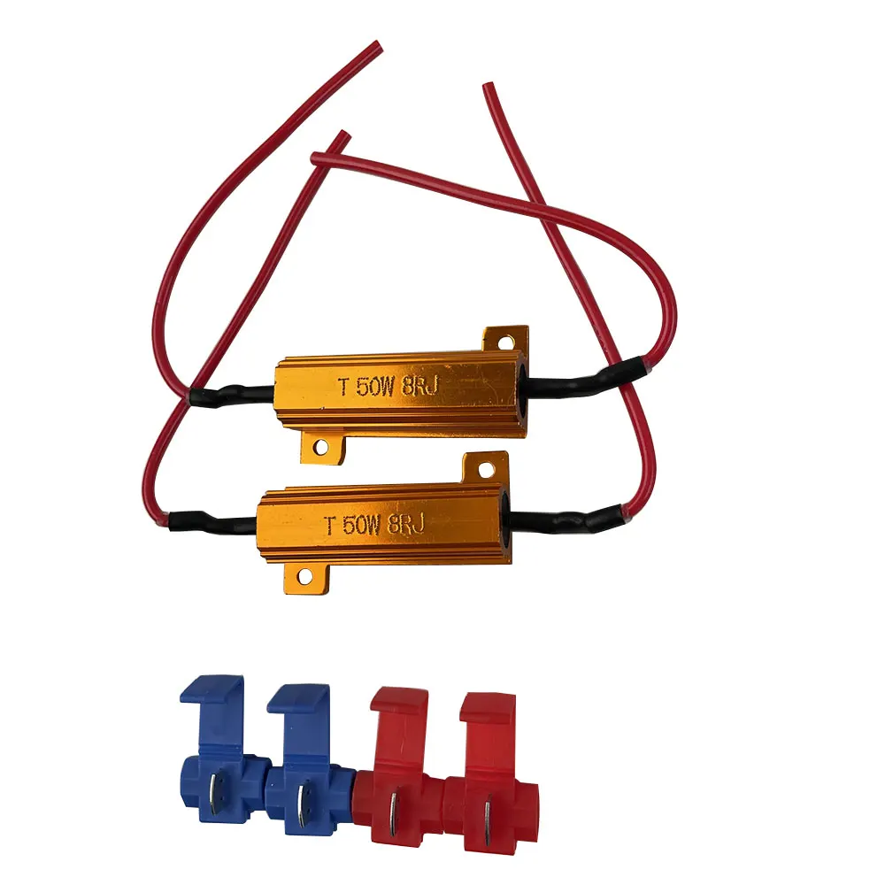 자동차 저항 LED 디코더, 전구 깜박임 제거 오류 코드, 한 쌍, 50W, 8OHM, 2 개