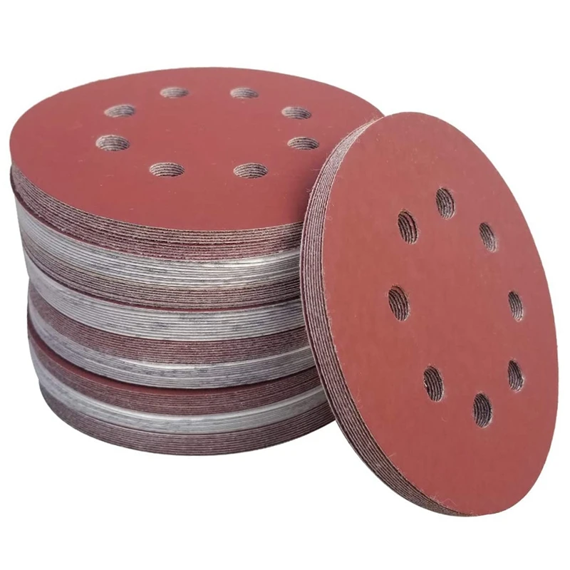 100 PCS 5 Inch 8 Holes Hook and Loop Sanding Disc Sandpaper, 20 Pcs Each of 600 800 1000 1500 2000 Grits Sand Paper for Random T