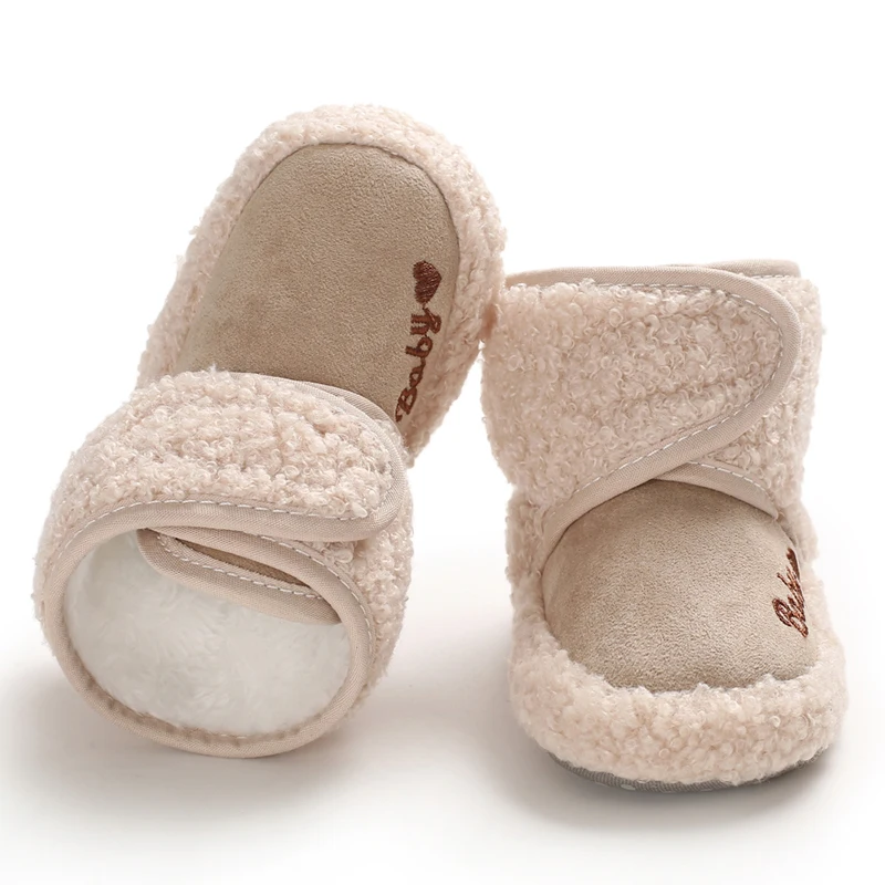 Botas de neve de pelúcia quente para crianças, sapatos de bebê e menina, sapatos de algodão, primeiros caminhantes, bota infantil antiderrapante, 0-18 meses