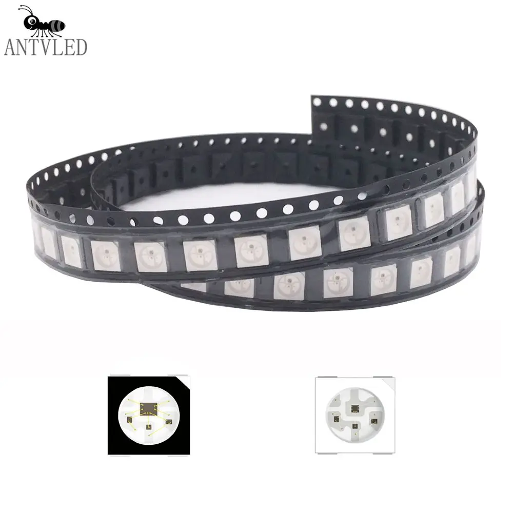 10-1000PCS WS2812B RGB LED 칩 5050SMD , WS2812 개별적으로 주소 지정 가능한 칩 픽셀 흑백 PCB DC5V