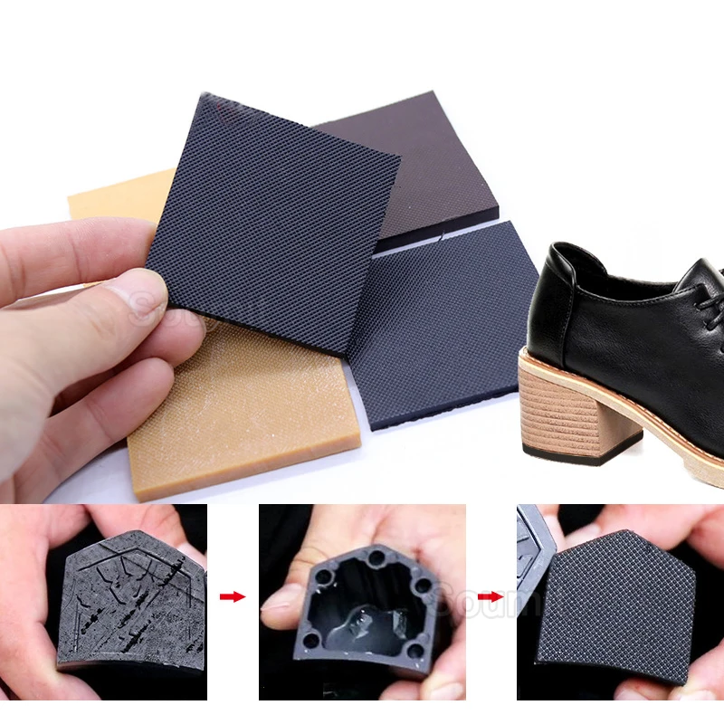 Rubber Anti-Slip Shoes Sole Protector Pads for Women High Heels Sandal Non-Slip Cushion Repair Square Heel Shoe Bottom Patch Pad