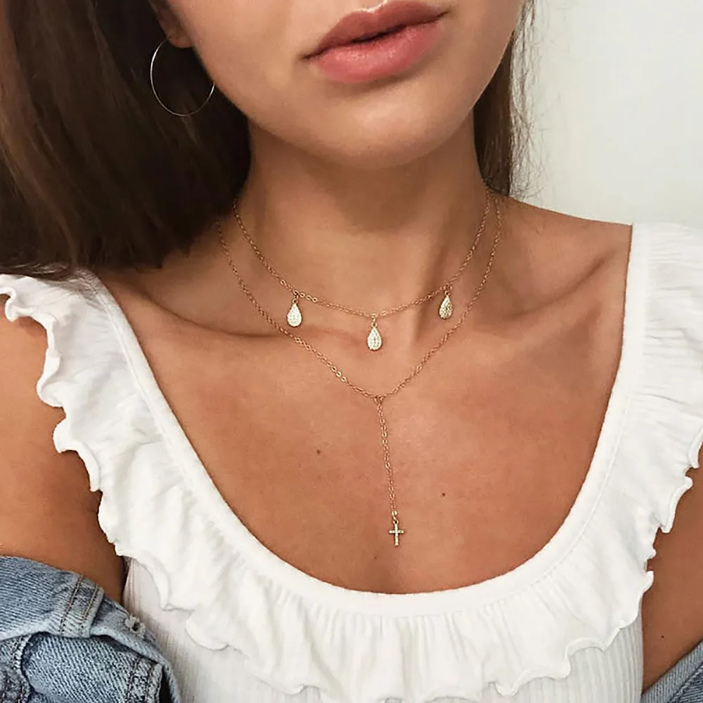 YC-UPGO Boho Collana Geometrica Per Le Donne Del Choker Della Catena Classic Multi Layered Collane Di Cristallo Dei Monili del Commercio