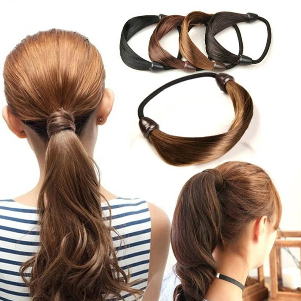 

Women Girl's Straight Wig Elastic Hair Band Fashion Hair Ropes Scrunchie Ponytail Holder Hairband Hair Styling Accessories