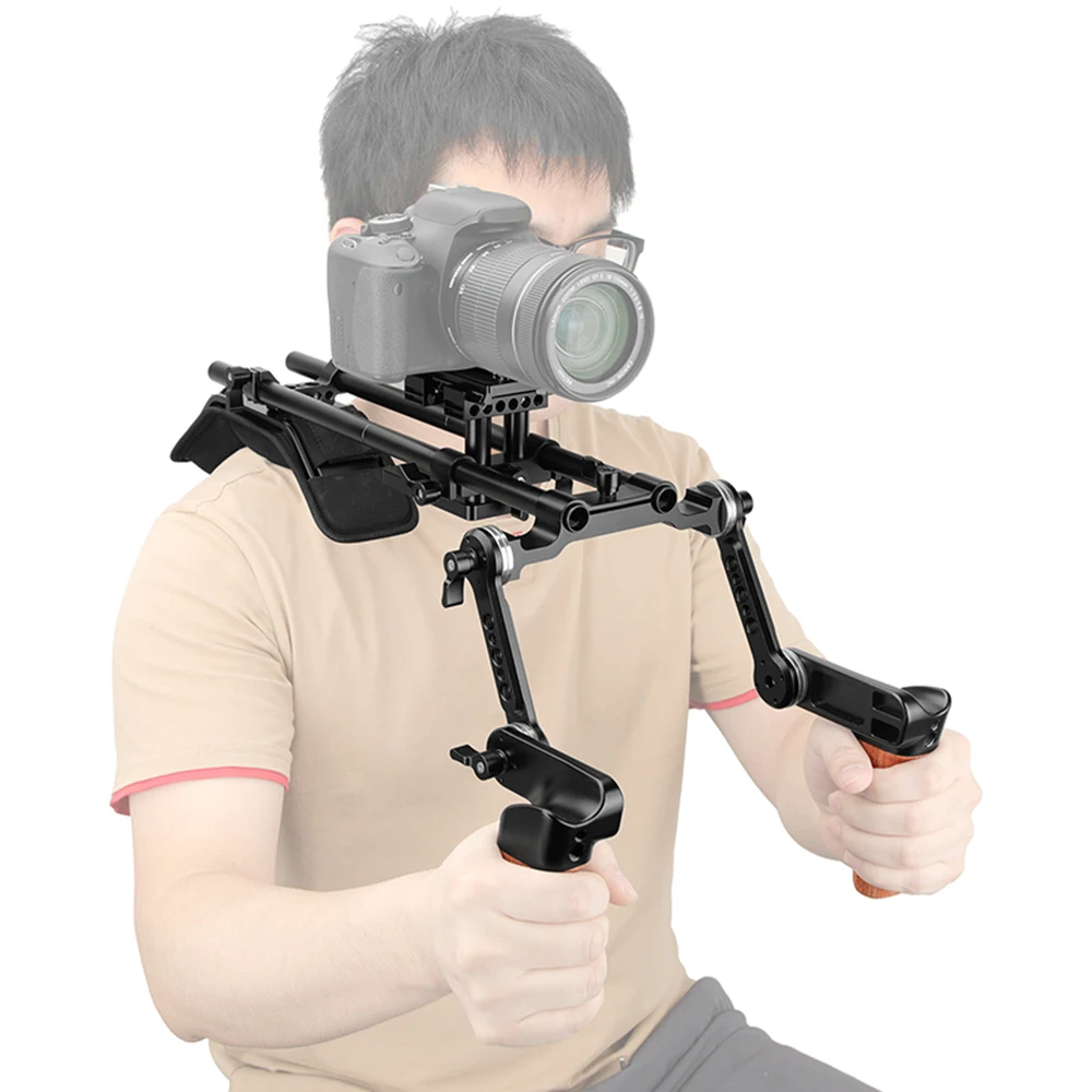 كاميرا CAMVATE DSLR/كاميرا فيديو DV الكتف جبل تلاعب مع لوحة الإفراج السريع وأري روزيت ماجيك الذراع مقبض خشبي