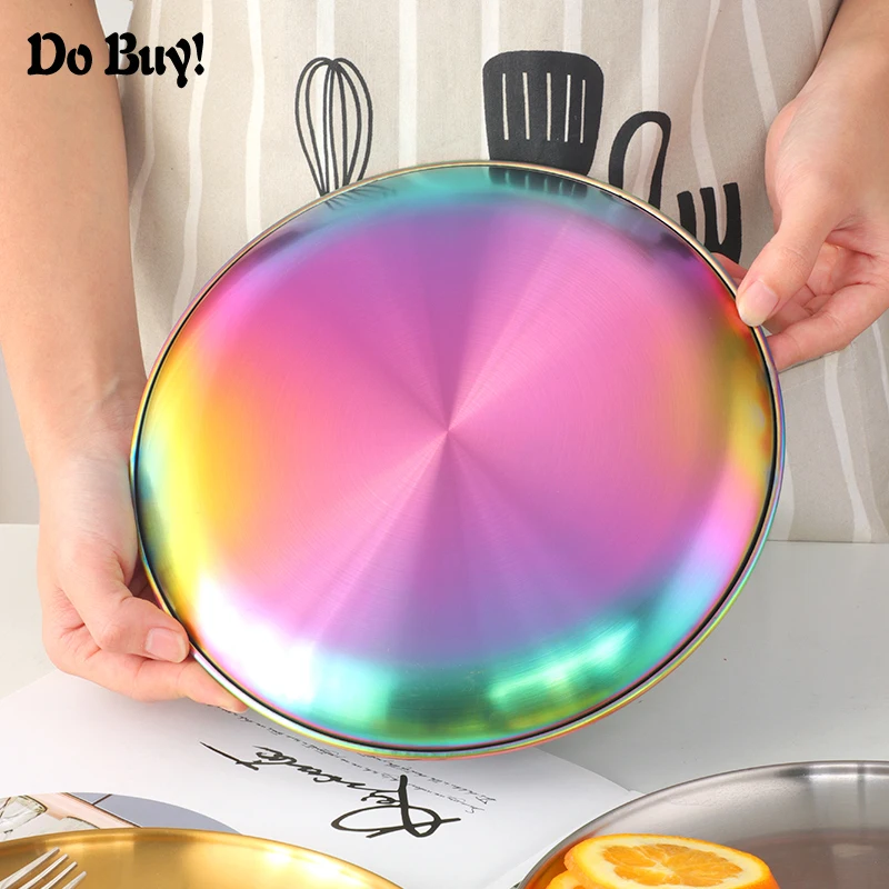 1 Pcs Barbecue dish Stainless Steel Steak Food Plate Dessert Dinner Dish Home Restaurant Party Tableware