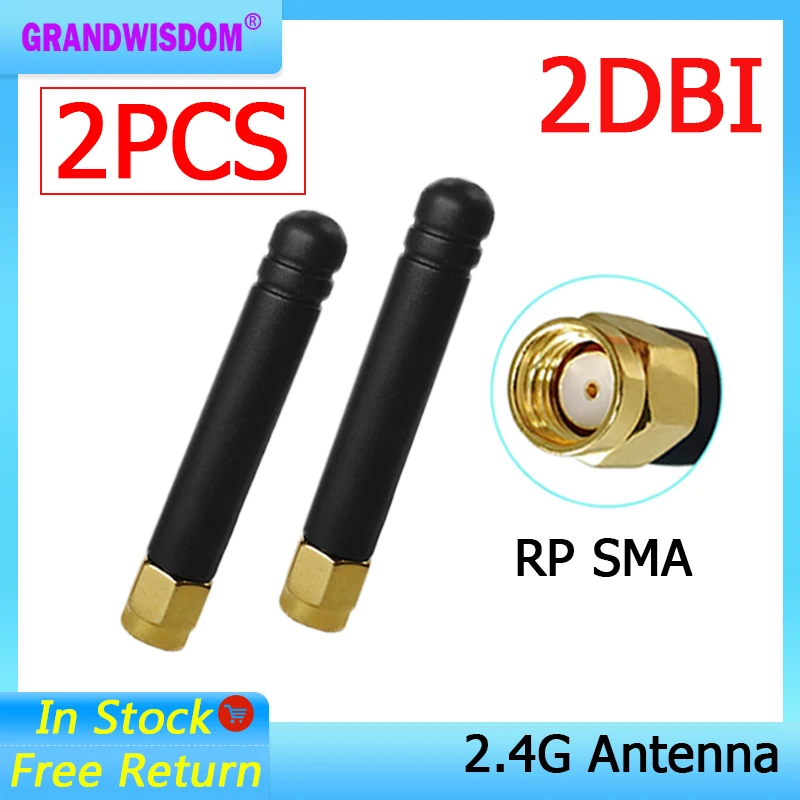 

Антенна GRANDWISDOM 2 шт., 2,4 ГГц, 2 дБи, sma, Wi-Fi, 2,4 ГГц