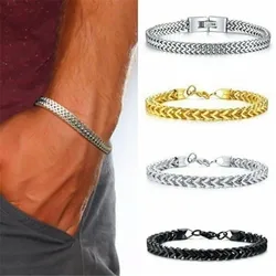 Popular Concise Style Sagittate Bracelet for Men Chains On The Hand Hip-Hop Jewelry Fashion Metal Accessories Gifts To Boyfriend