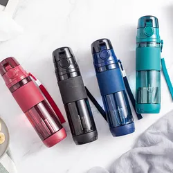 Pinkah Water Bottle 600ML Skid-proof Sleeve Plastic Drinking Sport With Rope Portable Drinking Kettle Travel Cup For Students