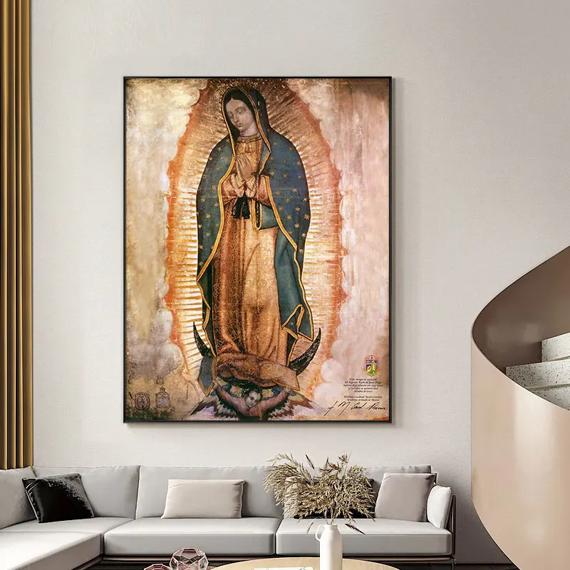 Guadalupe Lady in Mexico Art Painting Print on Canvas Posters and Prints Wall Women Picture for Living Room Home Decor No Frame