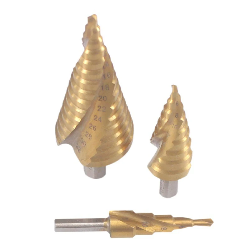 

HSS M35 Titanium Step Drill Bits For Metal Wood Hex Shank Stepped Bit 4-12/4-20/4-32 Carpenter Tools Auger Center Drill Hole