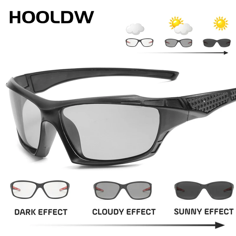 HOOLDW New Polarized Photochromic Sunglasses Men Women Outdoor Sports Goggle Chameleon Sun glasses Men Driving Glasses Eyewear