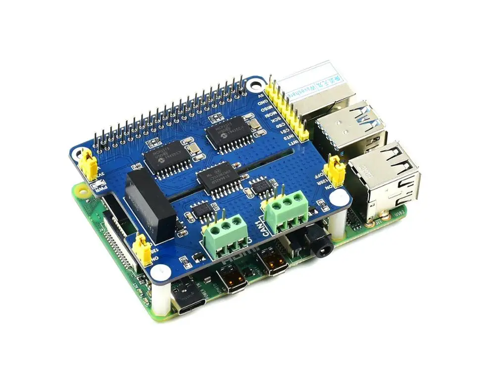 Chapeau d'extension CAN isolé à 2 canaux, pour Raspberry Pi, Solution double puces MCP2515 +, Circuit de Protection multi-embarqué