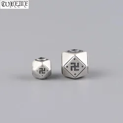 100% 925 Silver Beads Fengshui Wanzi  Symbol Bead Buddhist Wanzi Symbol Bead Lucky Symbol Bead DIY Jewelry Findings