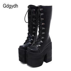 Gdgydh-Bottes d'Hiver à Plateforme Optique, Chaussures à Talons Hauts Extrêmes, Cool Hurcycles, Style Punk, Lacets Lumineux, Grande Taille 43