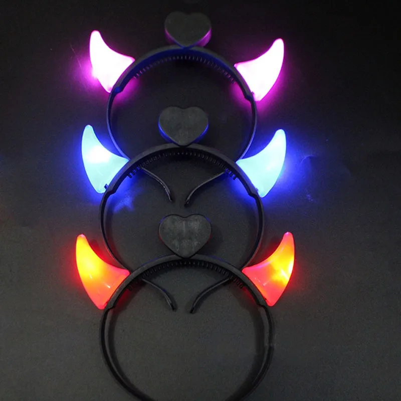 10pcs LED Flashing Devil Horn Women Girls Light Headbands Ears Glow Neon Party Cosplay  Birthday      navidad  Halloween