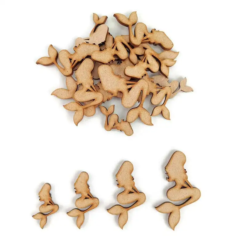 Mermaid MDF Craft Shape Wooden Blank Gift fairy Decoration Embellishment unicorn