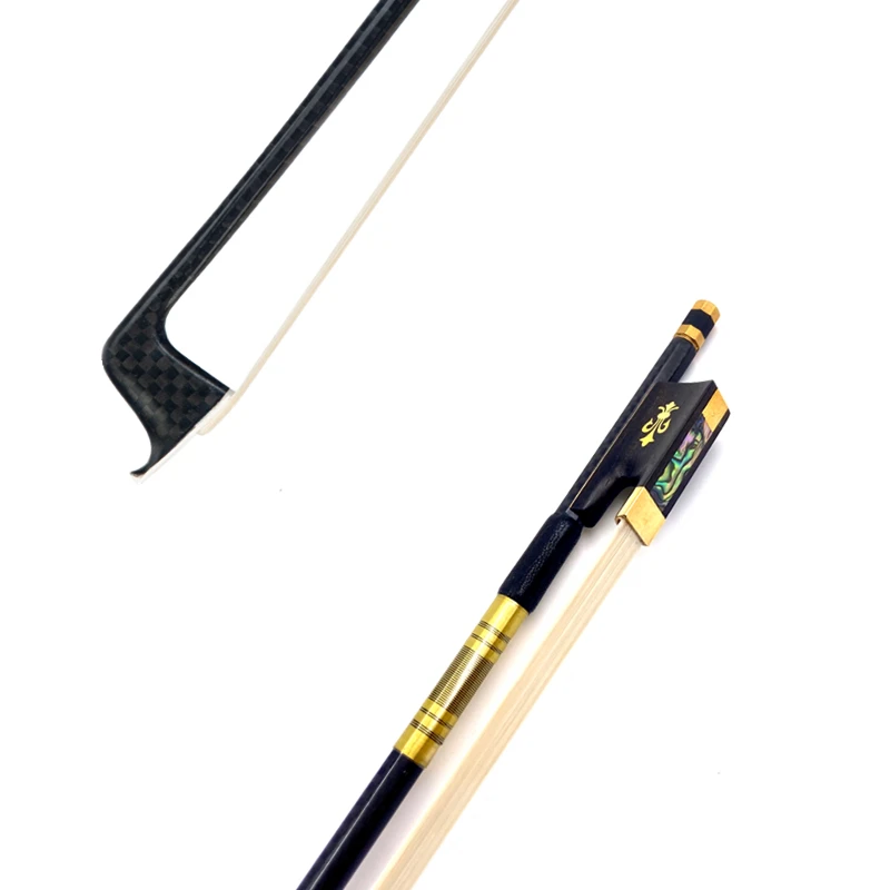 1pcs New light black Grid plaid carbon Fiber Stick 4/4 violin bow Fiddle Bow,Siberia white/black horesehair horsetail