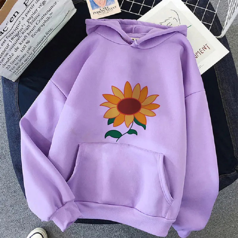 Wonder Egg Priority Kawaii Hoodie Aesthetic Sun Flower Pocket Same Paragraph Casual Loose Sweatshirts Anime Cartoon Cute Hoodies