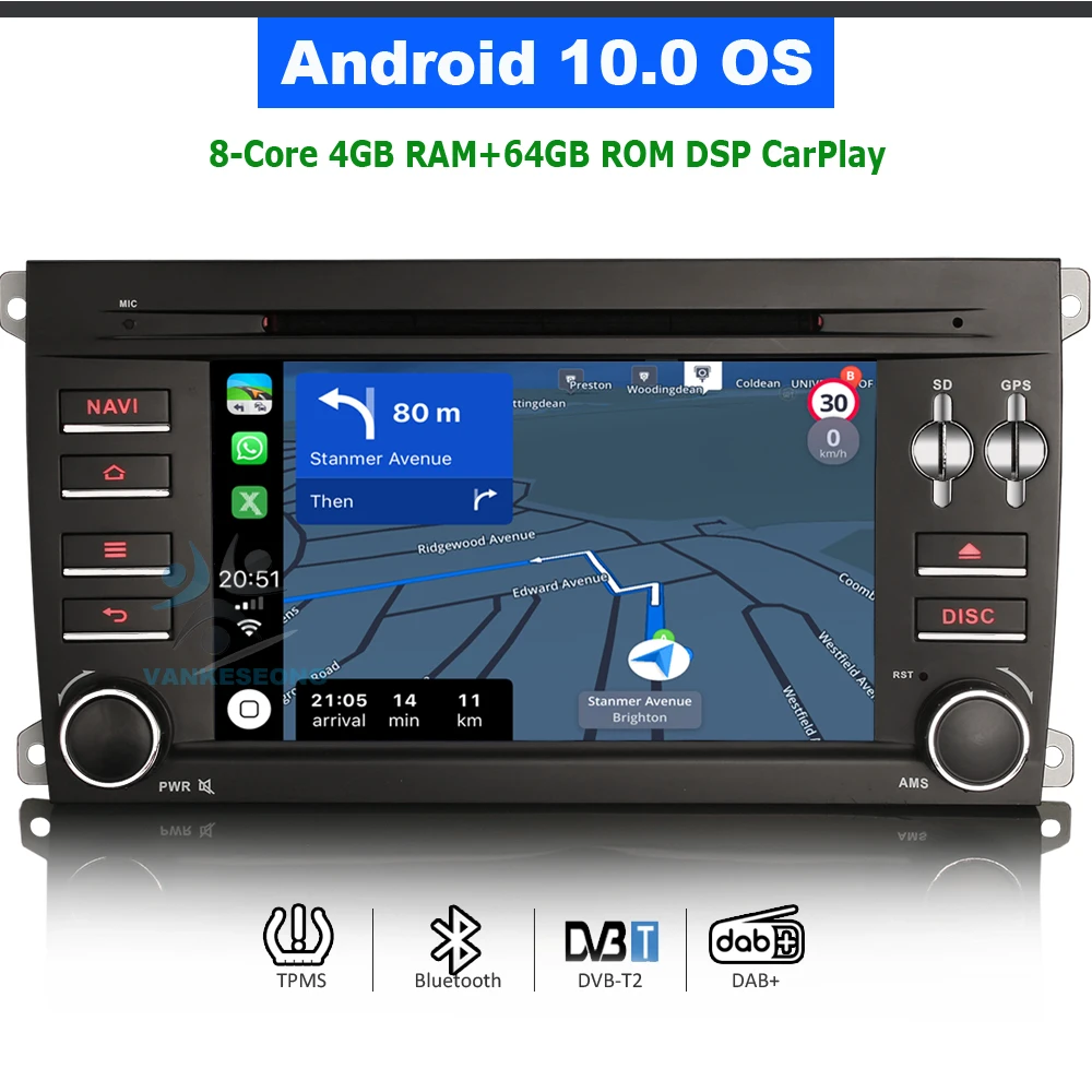 

7 "Android 10 DVD GPS навигация для Porsche Cayenne MK1 03-10 CarPlay Авторадио