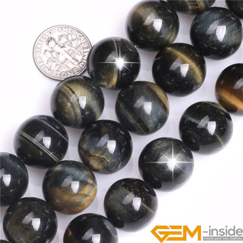 Blue Tiger\'s Eye Stone Round Loose Beads For Jewelry Making Strand 15\